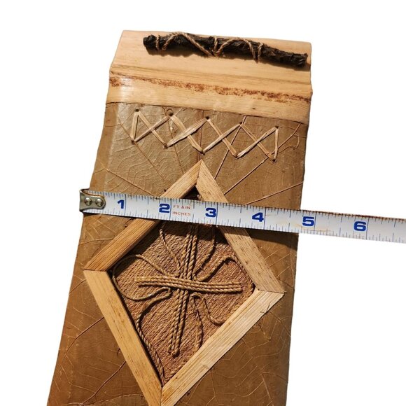 Vintage Handmade Rattan Address Book With Leaf Design & Twine Binding Boho Cotta - Picture 4 of 6